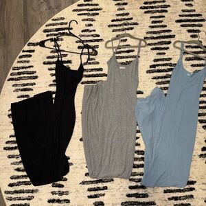 Skims Women’s SOFT LOUNGE LONG SLIP
DRESS LOT of 3/BLUE/ ONYX/HEATHER GREY / M